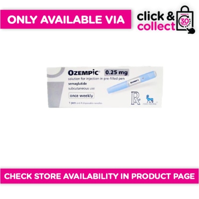 OZEMPIC - OZEMPIC Semaglutide Solution for Injection 0.25mg /0.19ml [Prescription Required] Available In Click & Collect and Express Delivery Only