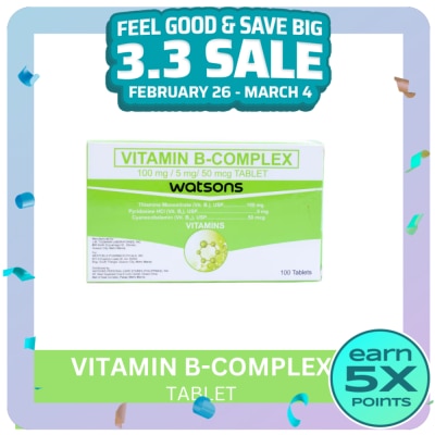WATSONS GENERICS Vitamin B-Complex 100 mg/5mg/50mcg Tablet (Sold per Piece)