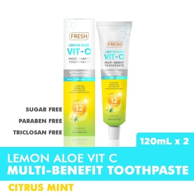 FRESH Lemon Aloe Vit-C Multi-Benefit Toothpaste 120ml Twin Pack