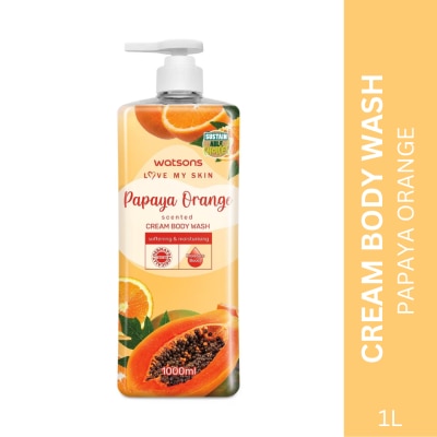 WATSONS Love My Skin Cream Body Wash Papaya and Orange 1L