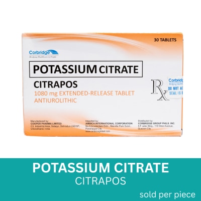 CITRAPOS CITRAPOS Potassium Citrate 1080 mg 1 Extended-Release Tablet (Sold per piece) [PRESCRIPTION REQUIRED]