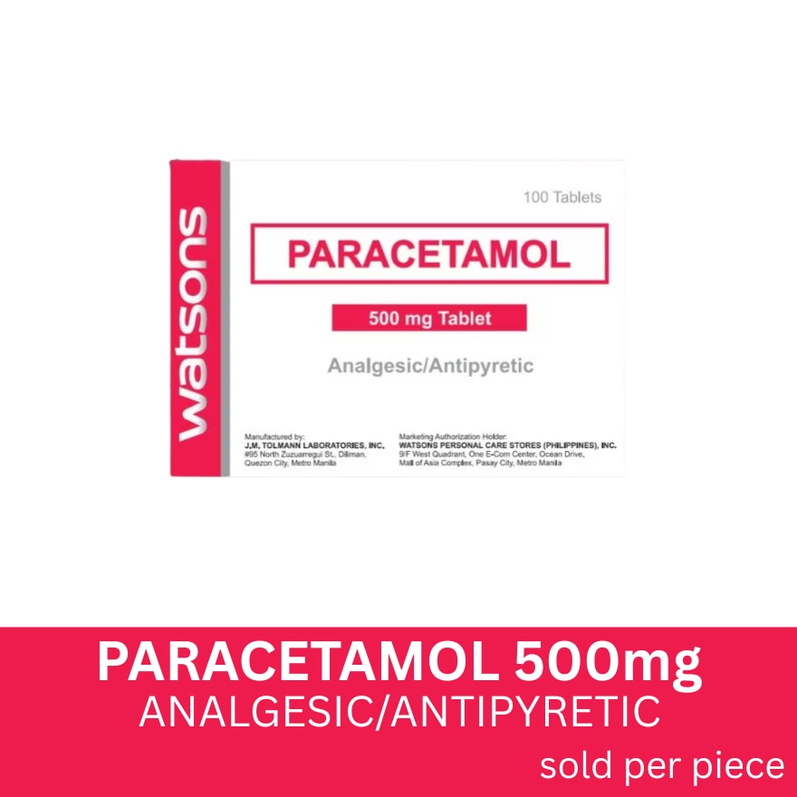 WATSONS GENERICS Paracetamol 500 mg 1 Tablet (Sold per Piece)