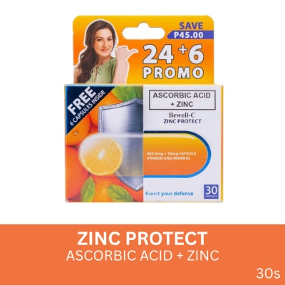 BEWELL C BEWELL C Zinc Protect (Ascorbic Acid + Zinc) 24+6 Capsules Promo Pack