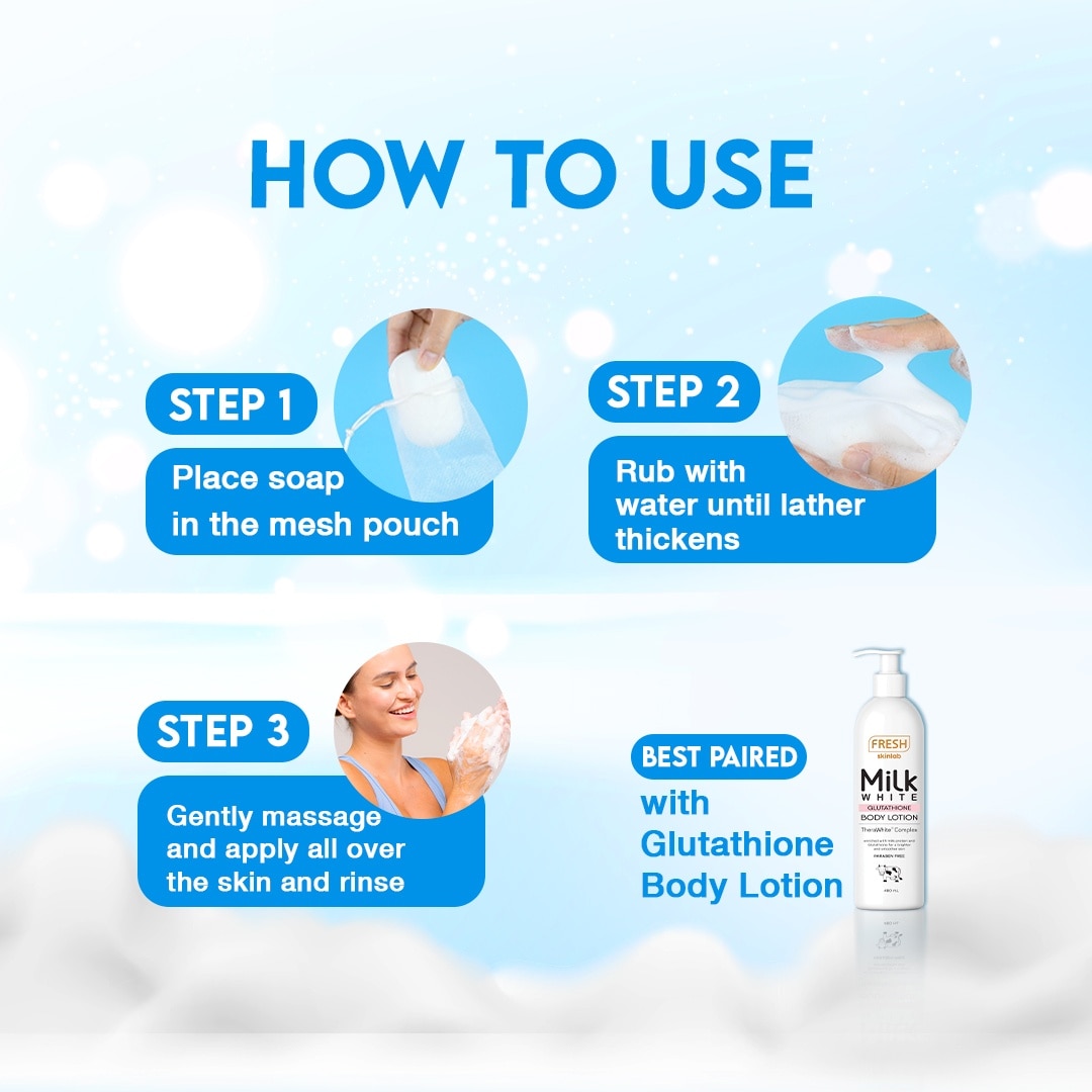 FRESH Skinlab Milk White 3 in 1 Glutathione Whitening Serum Soap 100g