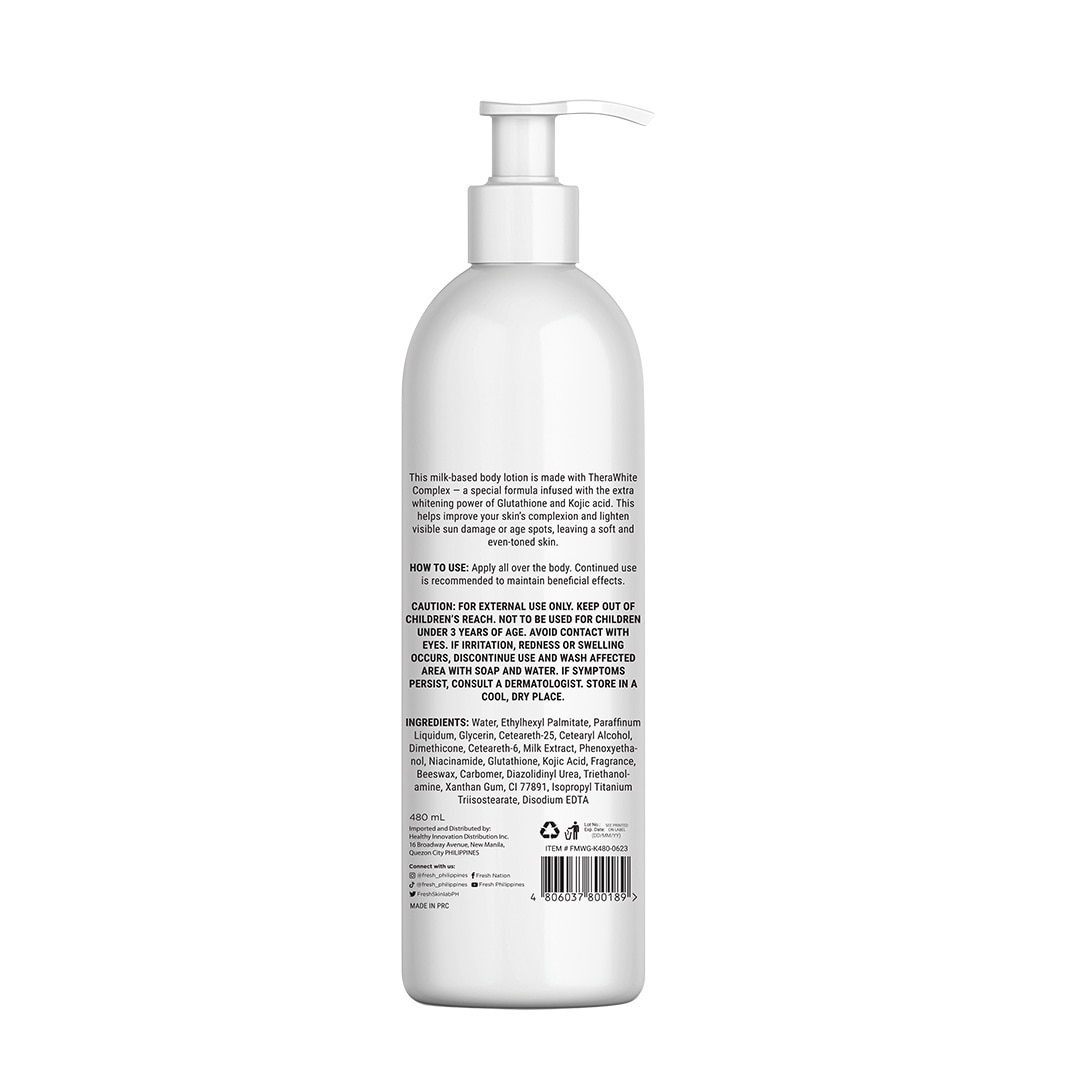 FRESH Skinlab Milk White Glutathione + Kojic Acid Whitening Body Lotion 480ml