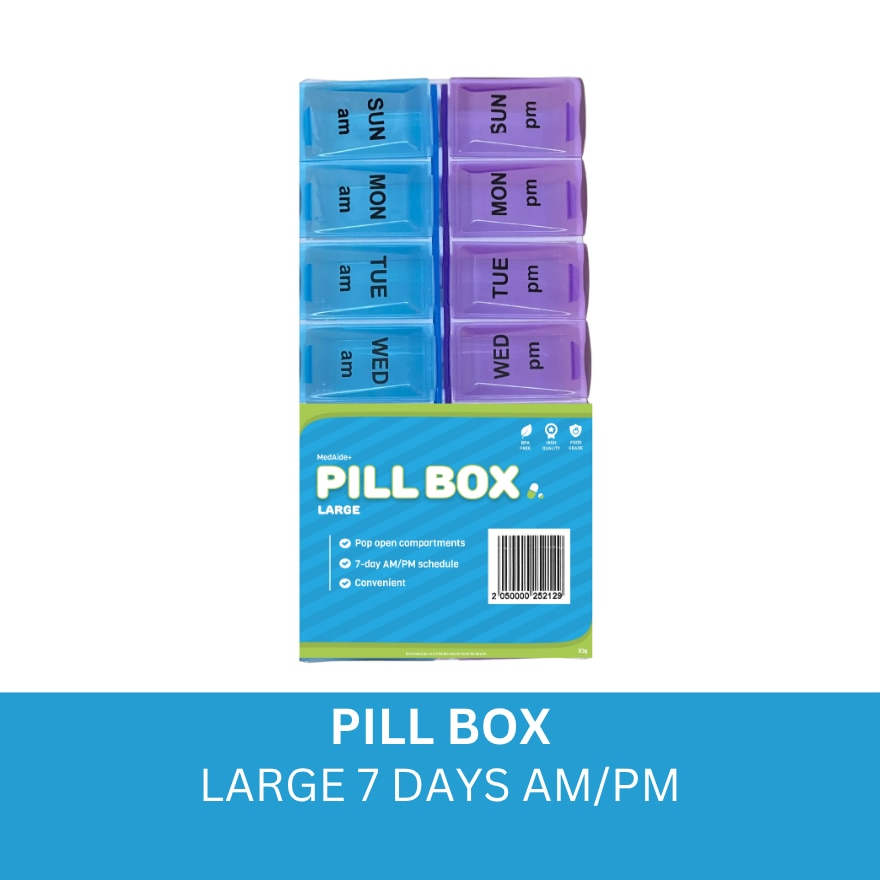 MEDAIDE Large Pill Compartment 7 Days AM/PM Schedule