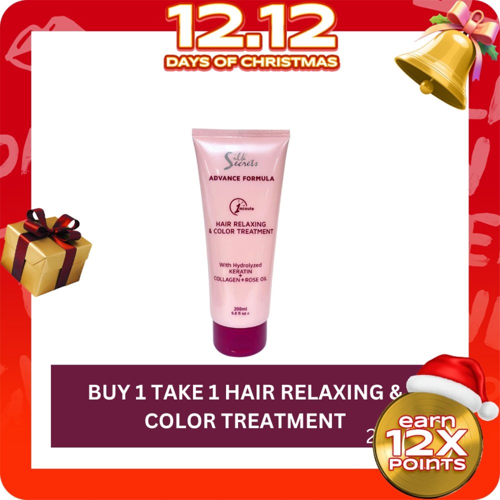 SILK SECRETS Hair Relaxing & Color Treatment with Hydrolyzed Keratin + Collagen and Rose Oil 200ml Buy 1 Take 1