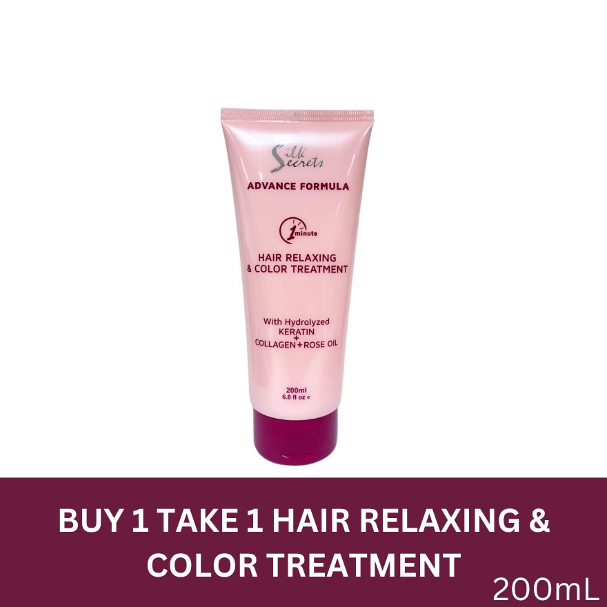 SILK SECRETS Hair Relaxing & Color Treatment with Hydrolyzed Keratin + Collagen and Rose Oil 200ml Buy 1 Take 1