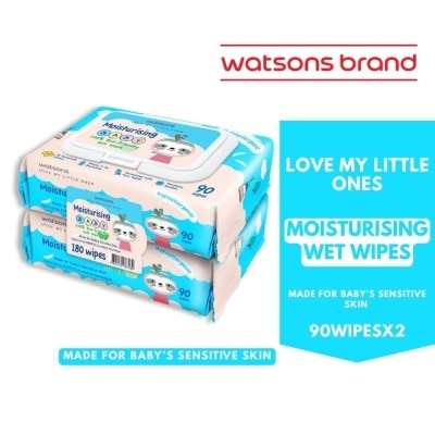 WATSONS Love My Little Ones Moisturising Baby 100% Eco-Friendly Soft Wipes 90 wipes 2s