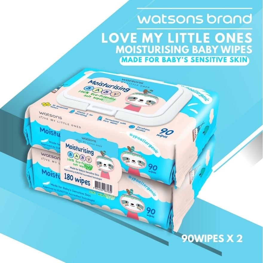 Love My Little Ones Moisturising Baby 100% Eco-Friendly Soft Wipes 90 wipes 2s