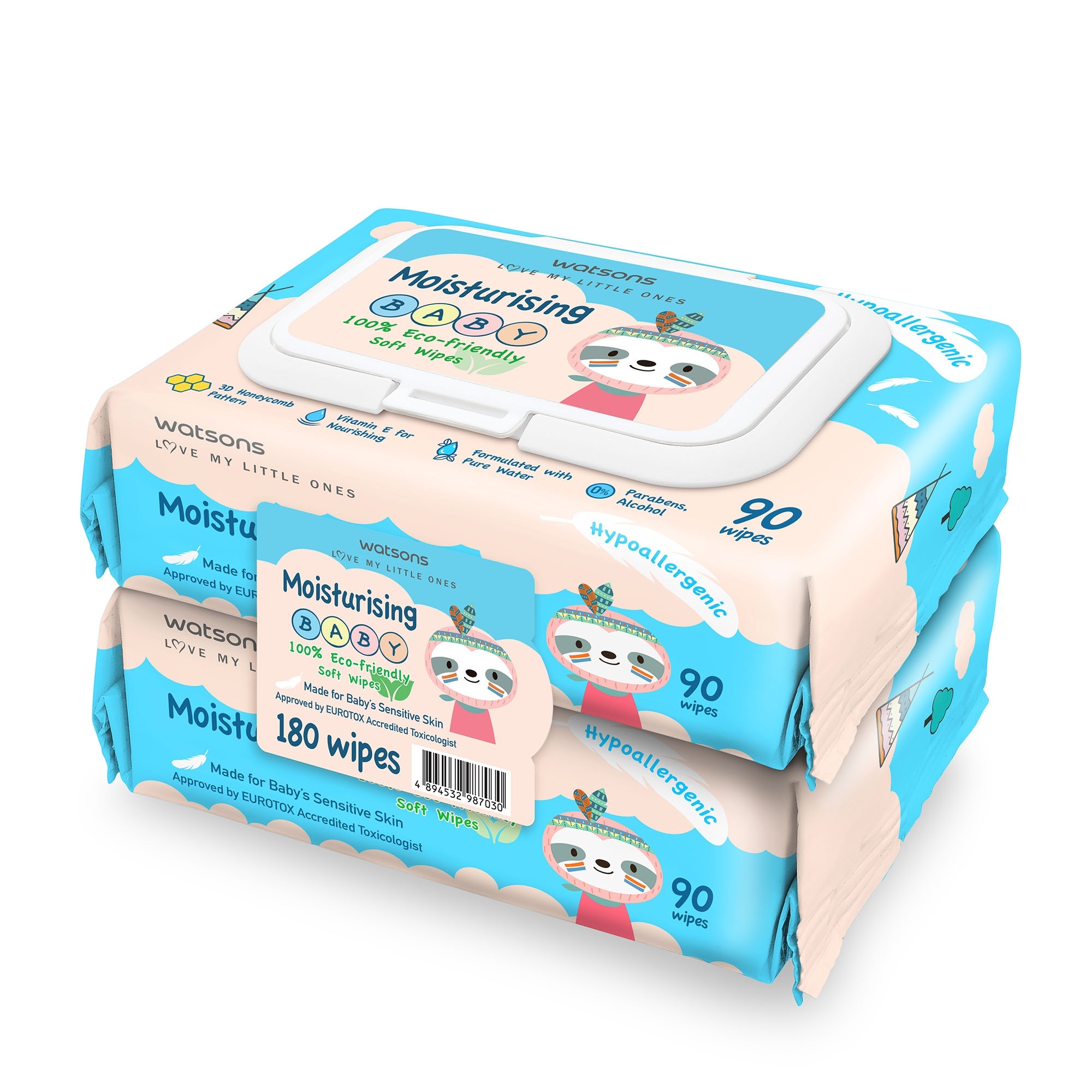 Love My Little Ones Moisturising Baby 100% Eco-Friendly Soft Wipes 90 wipes 2s