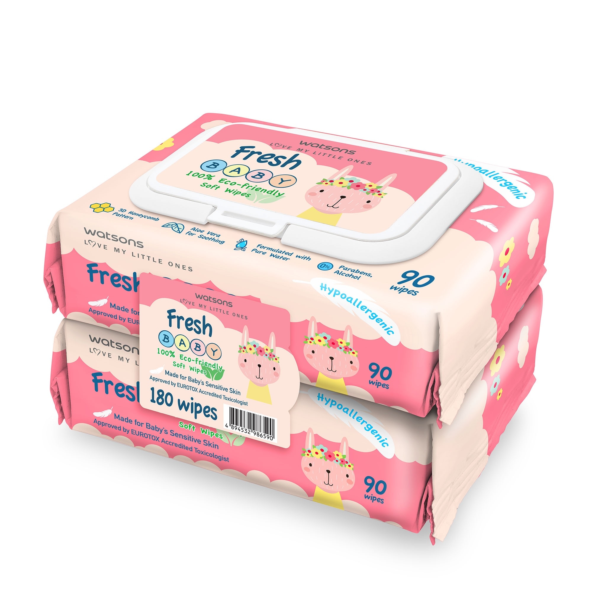 Love My Little Ones Fresh Baby 100% Eco-Friendly Soft Wipes 90 wipes 2s