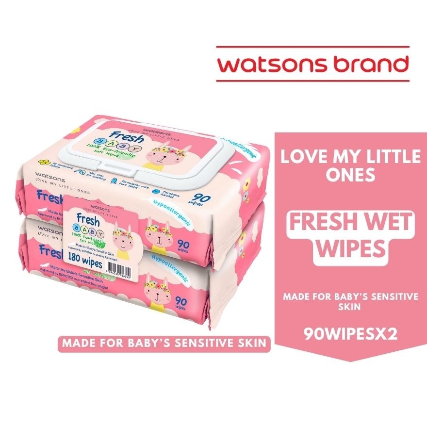 Love My Little Ones Fresh Baby 100% Eco-Friendly Soft Wipes 90 wipes 2s