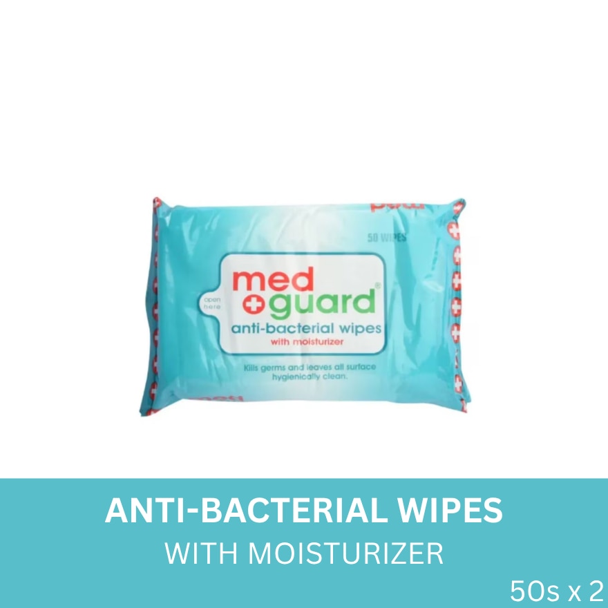 MED GUARD ANTIBACTERIAL WIPES + ALCOHOL WIPES 50'S PACK OF 2