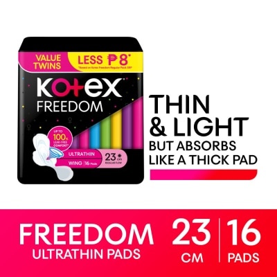 KOTEX Freedom Ultrathin Wings 23cm Twin Pack Promo