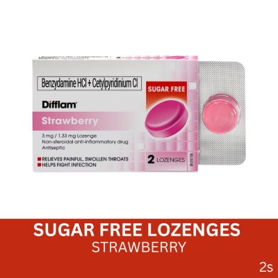 DIFFLAM Benzydamine HCI + Cetylpyridinium Cl 3mg/1.33 mg 2 Lozenges - Strawberry
