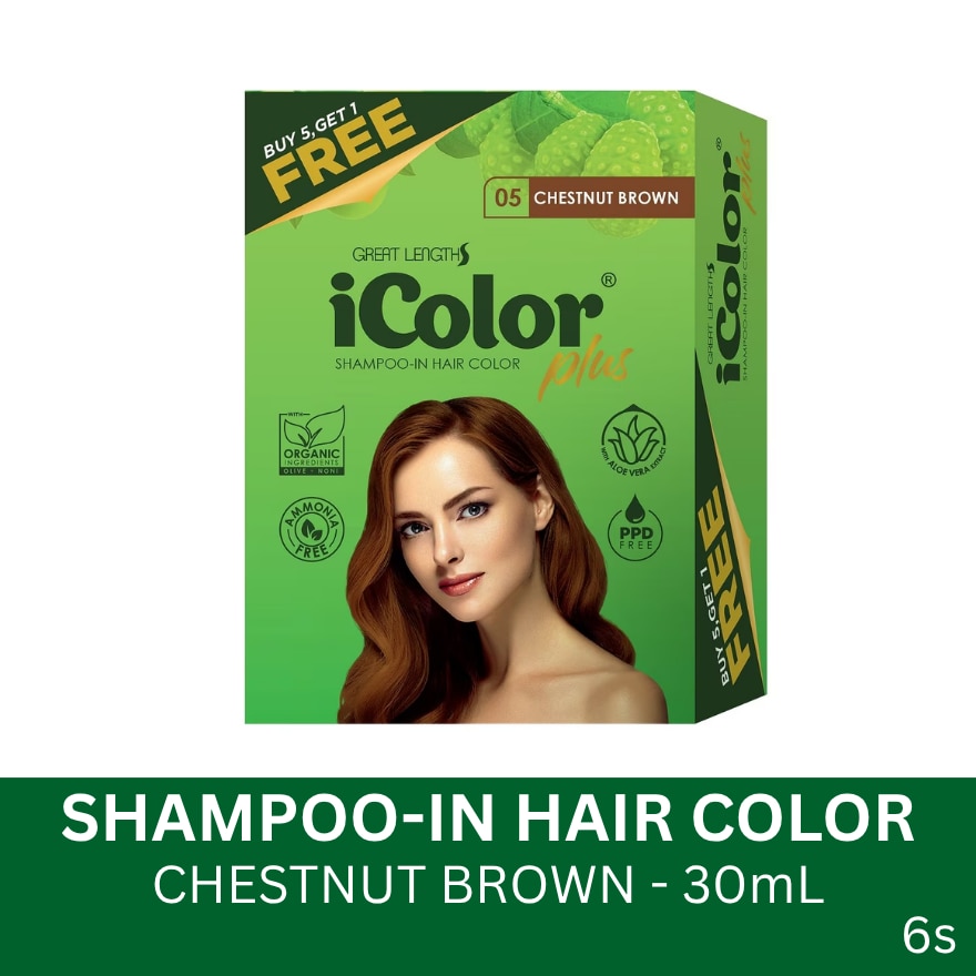 Plus Shampoo-In Hair Color Chestnut Brown 30ml 5+1 FREE