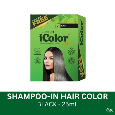 ICOLOR Plus Shampoo-In Hair Color Black 25ml 5+1 FREE
