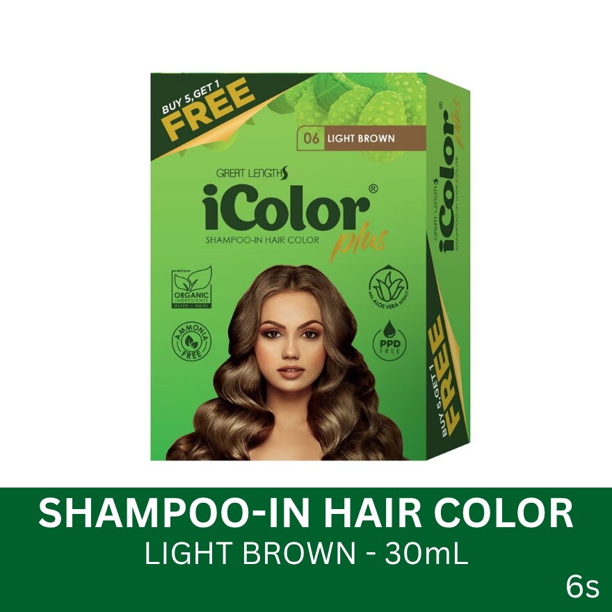 Plus Shampoo-In Hair Color Light Brown 30ml 5+1 FREE