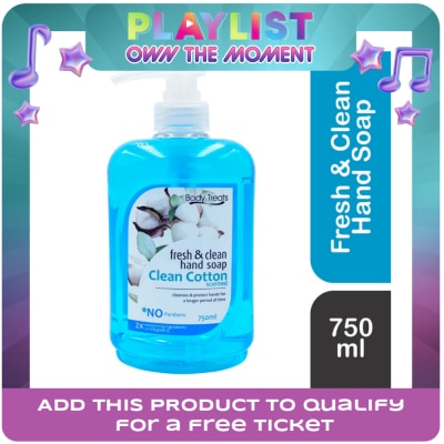 BODY TREATS - Fresh and Clean hand Soap Clean Cotton Scented 750ml