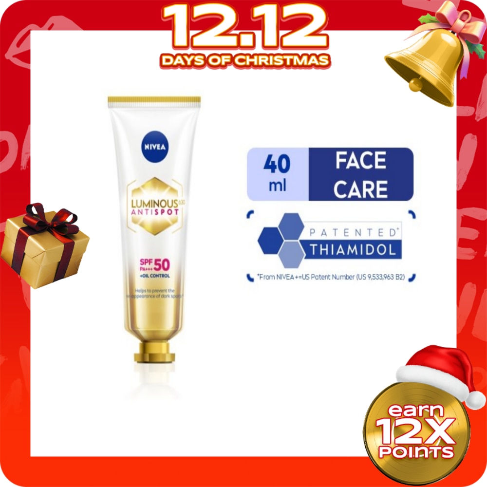 NIVEA Face Care LUMINOUS 630 SPOTCLEAR Sun Protect SPF 50 PA+++ for prevention of sun damage including sun induced dark spots 40ml