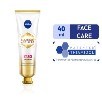 NIVEA - NIVEA Face Care LUMINOUS 630 SPOTCLEAR Sun Protect SPF 50 PA+++ for prevention of sun damage including sun induced dark spots 40ml
