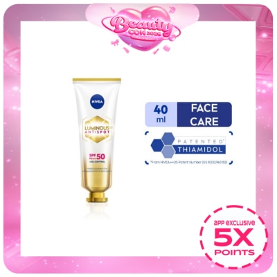 NIVEA - NIVEA Face Care LUMINOUS 630 SPOTCLEAR Sun Protect SPF 50 PA+++ for prevention of sun damage including sun induced dark spots 40ml