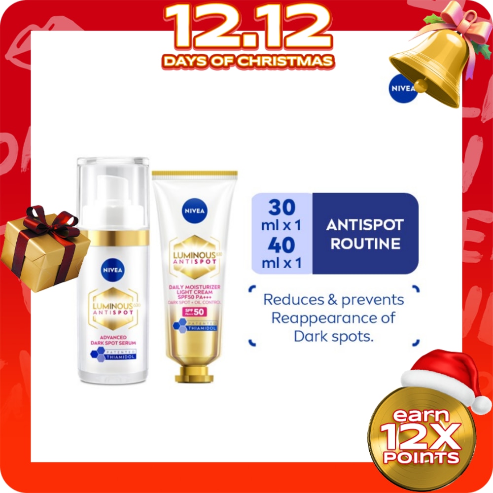 NIVEA Face Care LUMINOUS 630 SPOTCLEAR Value Set Serum 30ml + Sun Protect SPF50 with hyaluronic acid 40ml