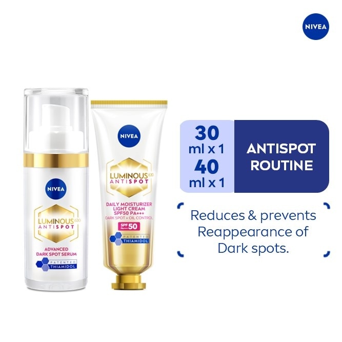 NIVEA Face Care LUMINOUS 630 SPOTCLEAR Value Set Serum 30ml + Sun Protect SPF50 with hyaluronic acid 40ml