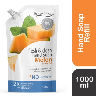 BODY TREATS - Fresh & Clean Hand Soap Melon Scented Refill 1000ml