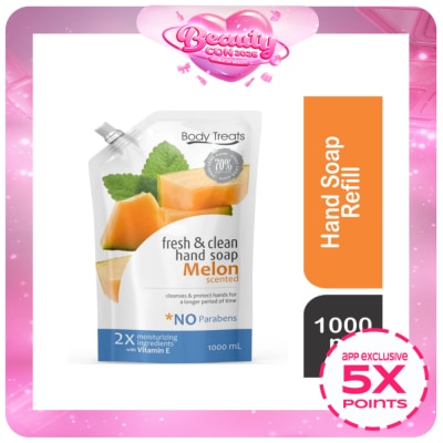 BODY TREATS - Fresh & Clean Hand Soap Melon Scented Refill 1000ml