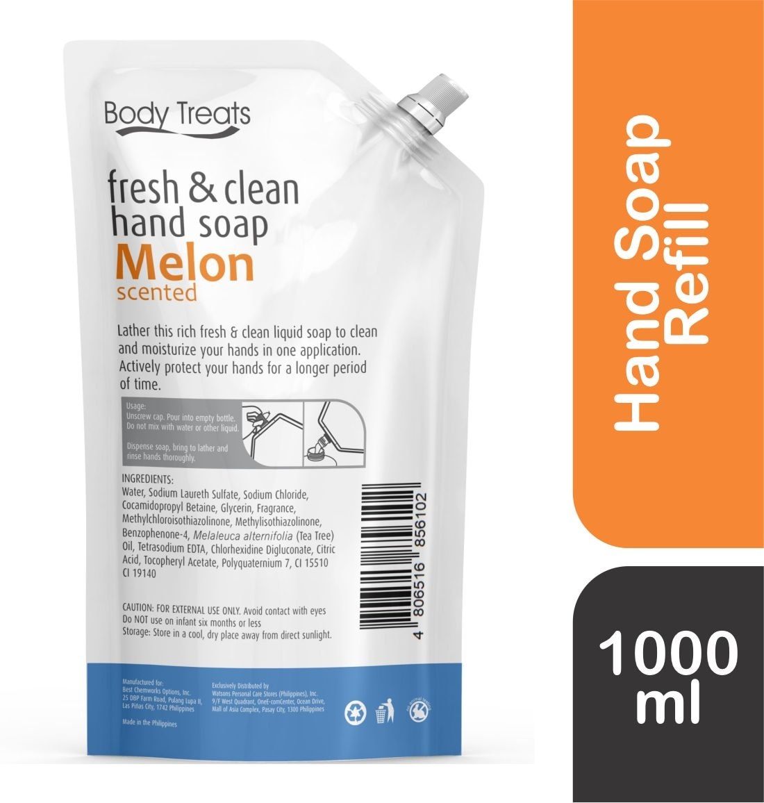 Fresh & Clean Hand Soap Melon Scented Refill 1000ml