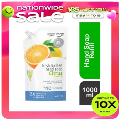 BODY TREATS - Fresh & Clean Hand Soap Citrus Scented Refill 1000ml