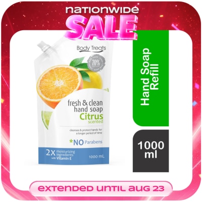 BODY TREATS - Fresh & Clean Hand Soap Citrus Scented Refill 1000ml image