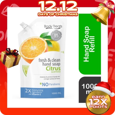 BODY TREATS Fresh & Clean Hand Soap Citrus Scented Refill 1000ml