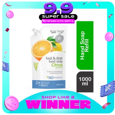BODY TREATS - Fresh & Clean Hand Soap Citrus Scented Refill 1000ml image