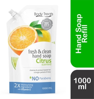 BODY TREATS Fresh & Clean Hand Soap Citrus Scented Refill 1000ml