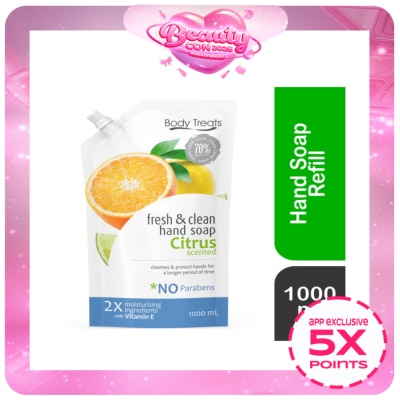 BODY TREATS - Fresh & Clean Hand Soap Citrus Scented Refill 1000ml