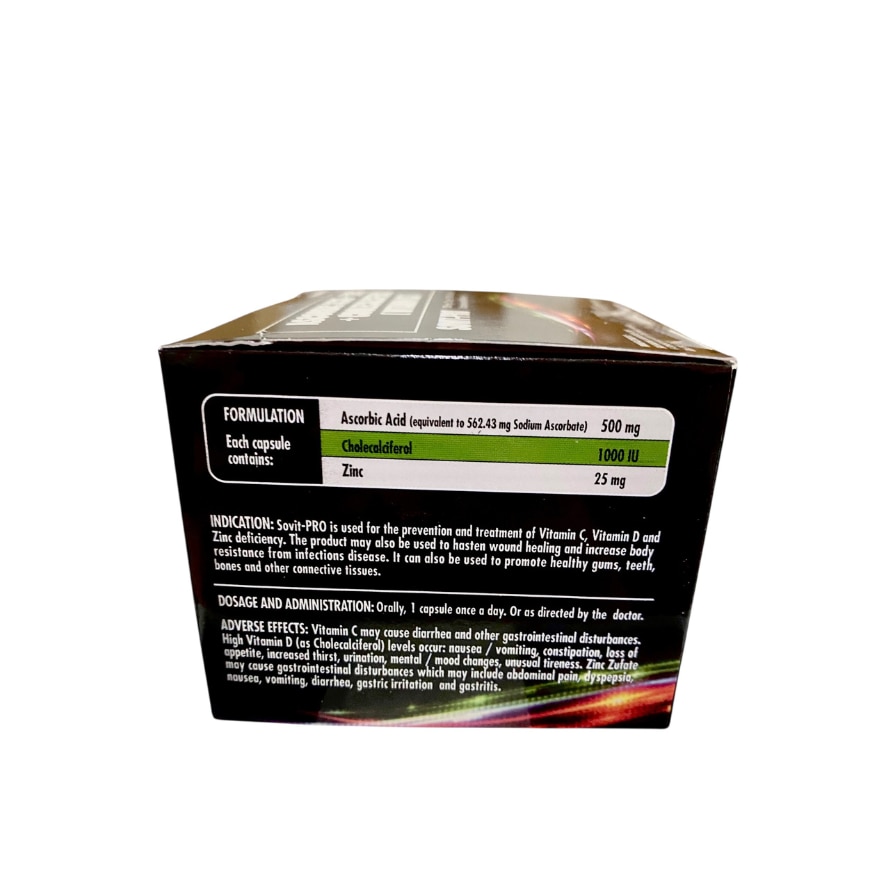 Ascorbic Acid + Zinc + Cholecalciferol (Vitamin D3) 1 Capsule (sold per piece)