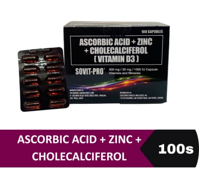 SOVIT Ascorbic Acid + Zinc + Cholecalciferol (Vitamin D3) 1 Capsule (sold per piece)