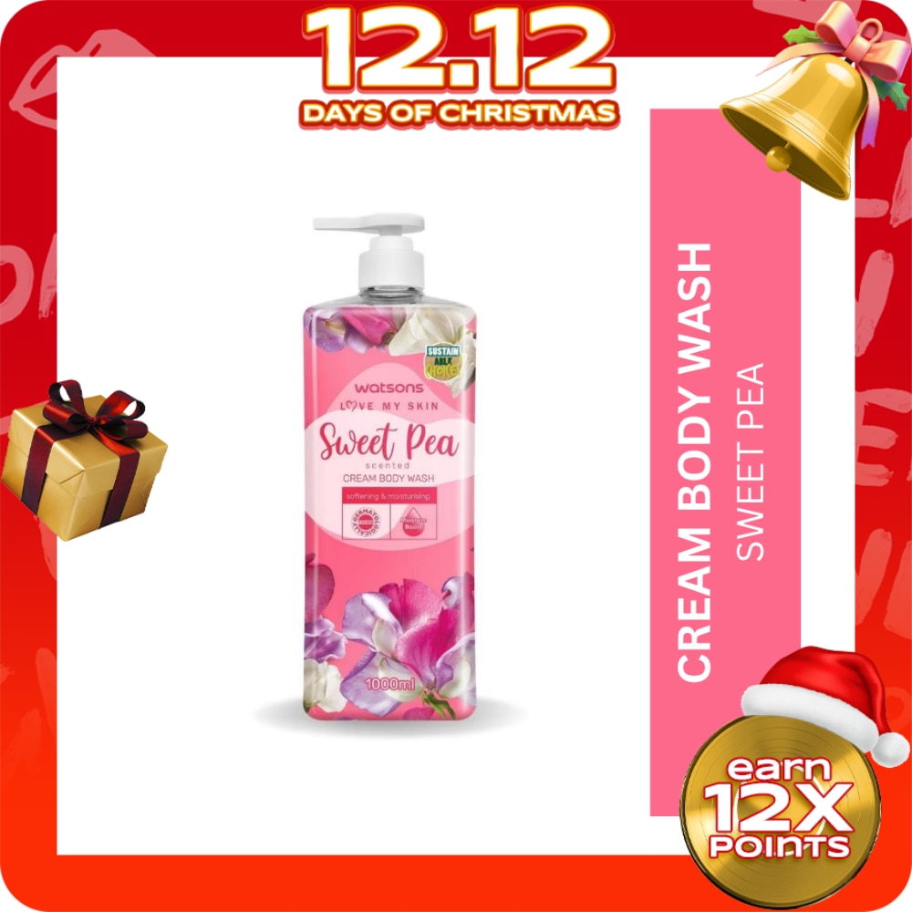 WATSONS LOVE MY SKIN Sweet Pea Scented Cream Body Wash 1000ml