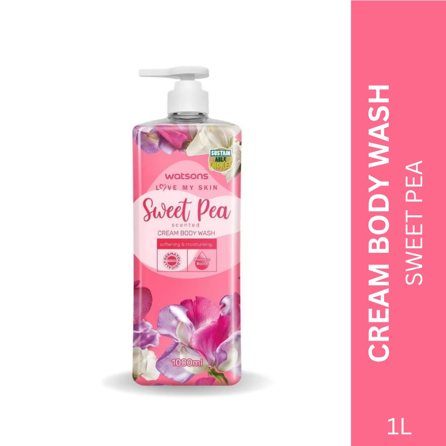WATSONS LOVE MY SKIN Sweet Pea Scented Cream Body Wash 1000ml