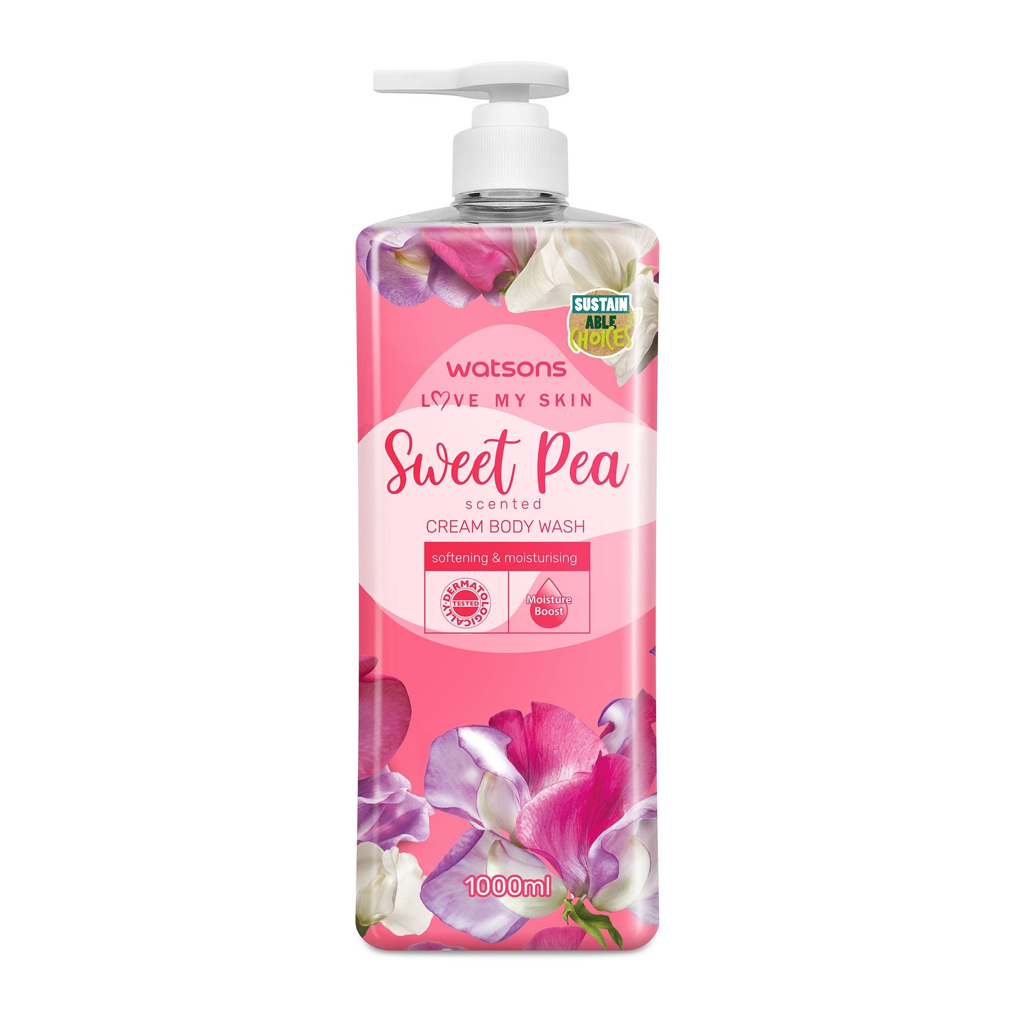 WATSONS LOVE MY SKIN Sweet Pea Scented Cream Body Wash 1000ml