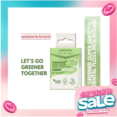 WATSONS WATSONS Love My Smile Greener Super Smooth Dental Floss Picks Round Thread For Tight Teeth Gap 50s image