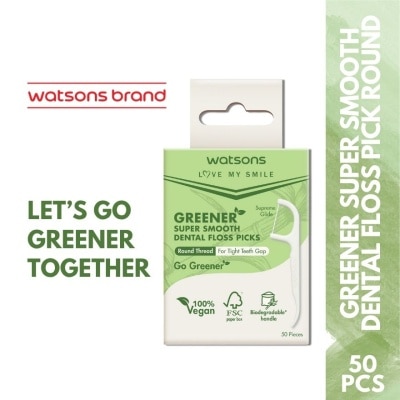 WATSONS WATSONS Love My Smile Greener Super Smooth Dental Floss Picks Round Thread For Tight Teeth Gap 50s