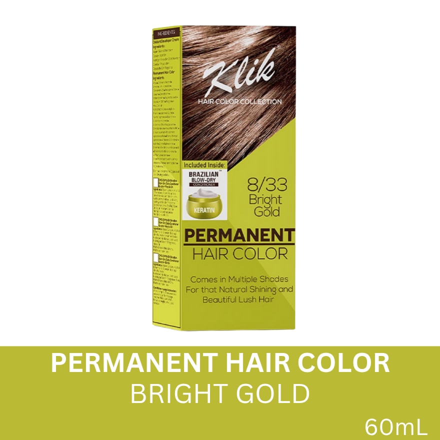 Permanent Hair Color Cream 60ml - 8.33 Bright Gold