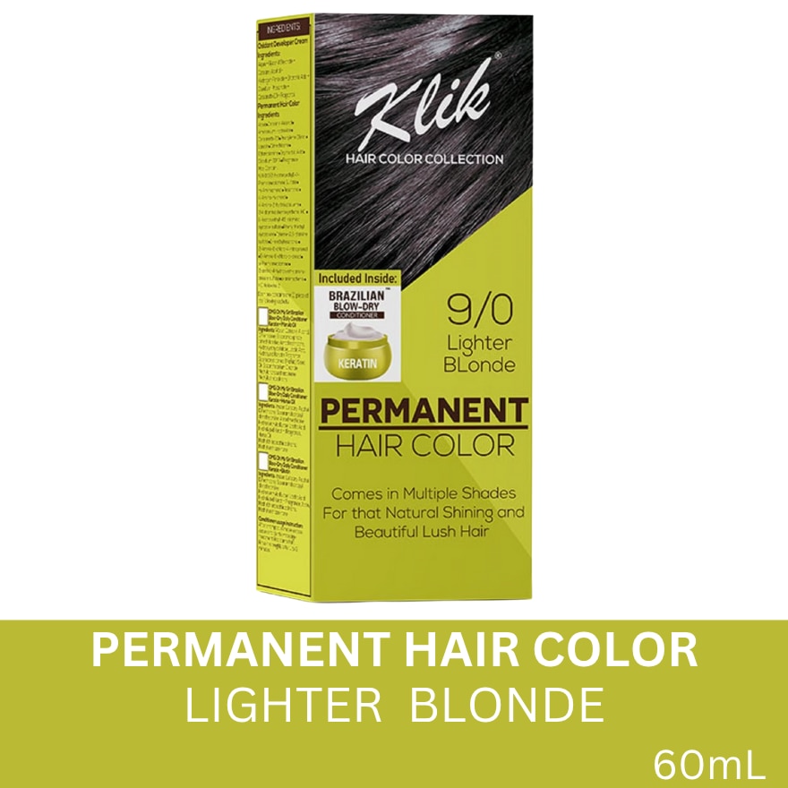 Permanent Hair Color Cream 60ml - 9.00 Lighter Blonde