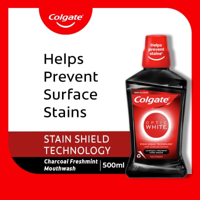 COLGATE Optic White Charcoal Mouthwash 500ml