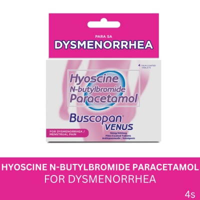 BUSCOPAN Venus (Hyoscine + N-butylbromide + Paracetamol) 4 Film-coated Tablet CONVENIENCE PACK