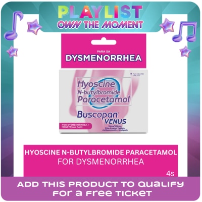 BUSCOPAN - Venus (Hyoscine + N-butylbromide + Paracetamol) 4 Film-coated Tablet CONVENIENCE PACK